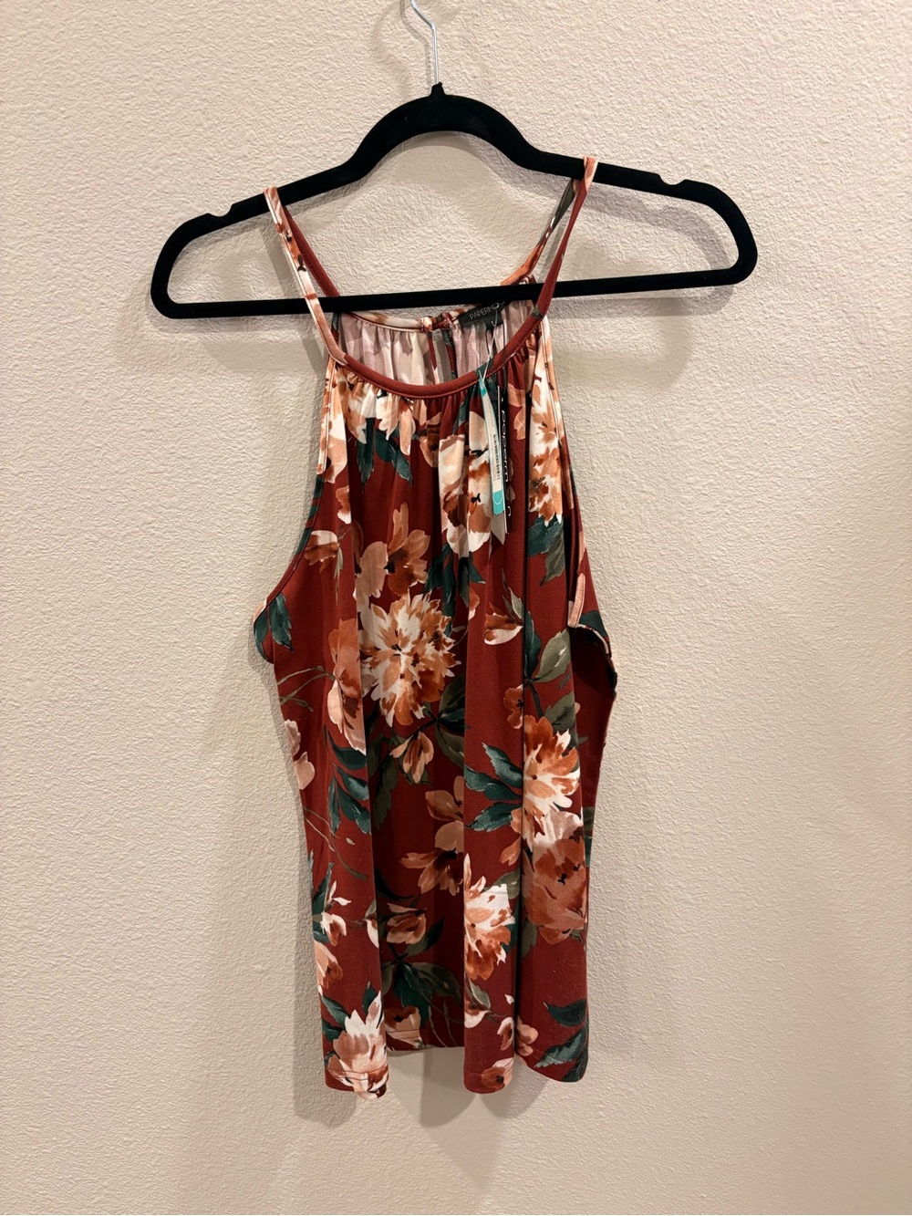 Papermoon Rust Floral High-Neck Tank Top